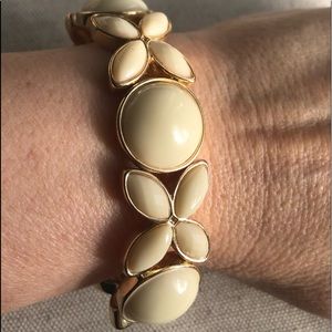 Liz Claiborne cream stretch bracelet gold trim
